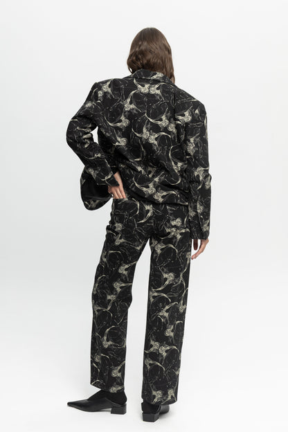 "Night Shift" Denim Trousers-Black and Black