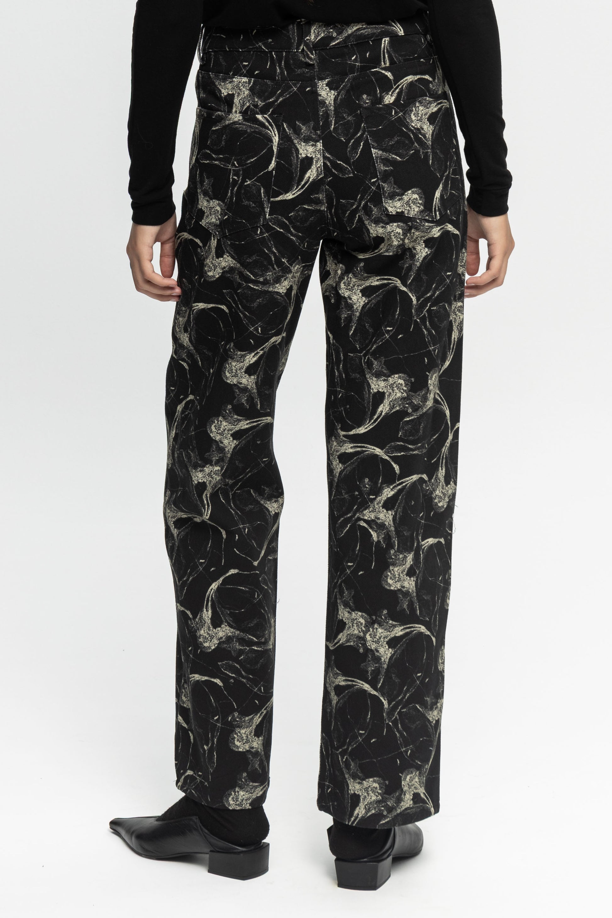 "Night Shift" Denim Trousers-Black and Black