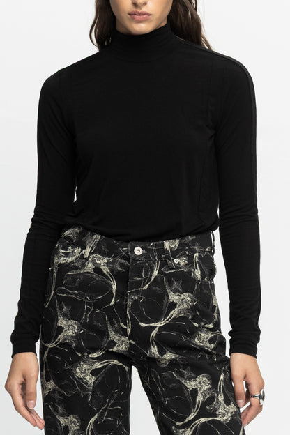 Turtleneck Blouse-Black and Black