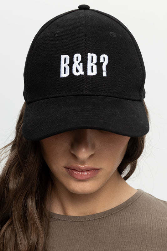 "B&B?" Embroidered Baseball Cap-Black and Black
