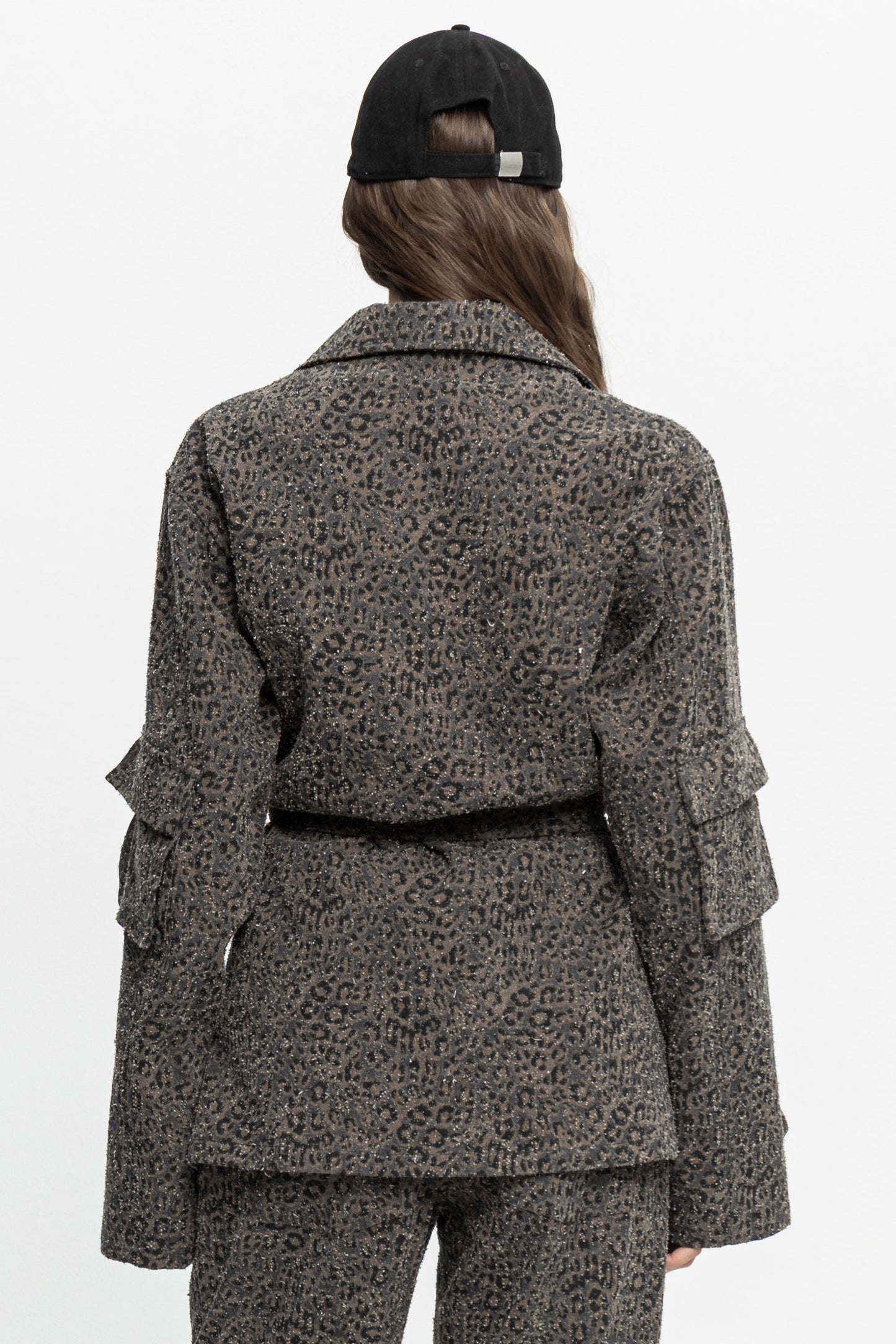 Animal Print Denim Jacket-Black and Black