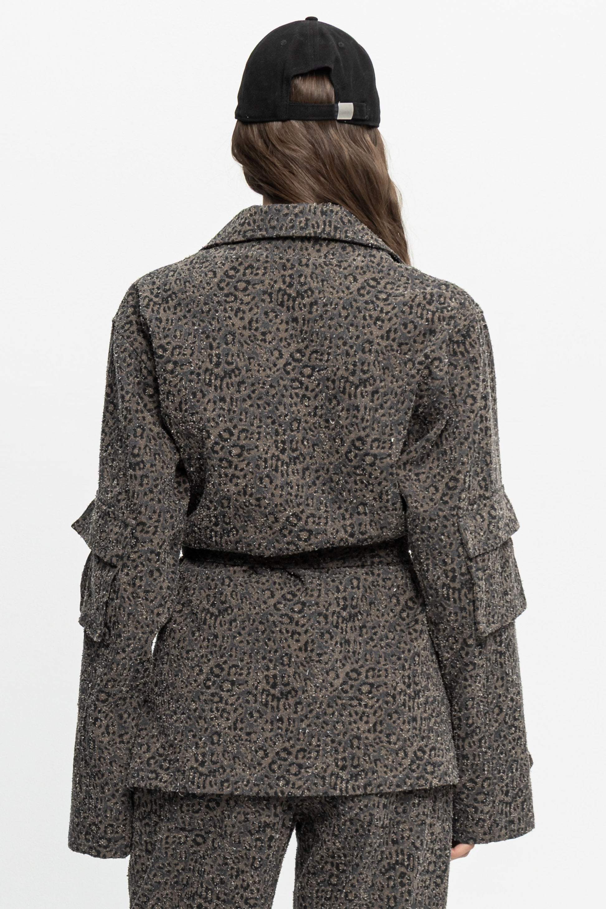 Animal Print Denim Jacket-Black and Black
