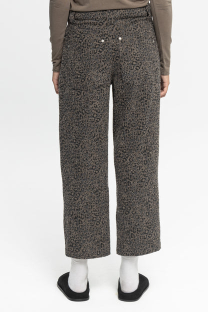 Animal Print Crop Denim Trousers-Black and Black