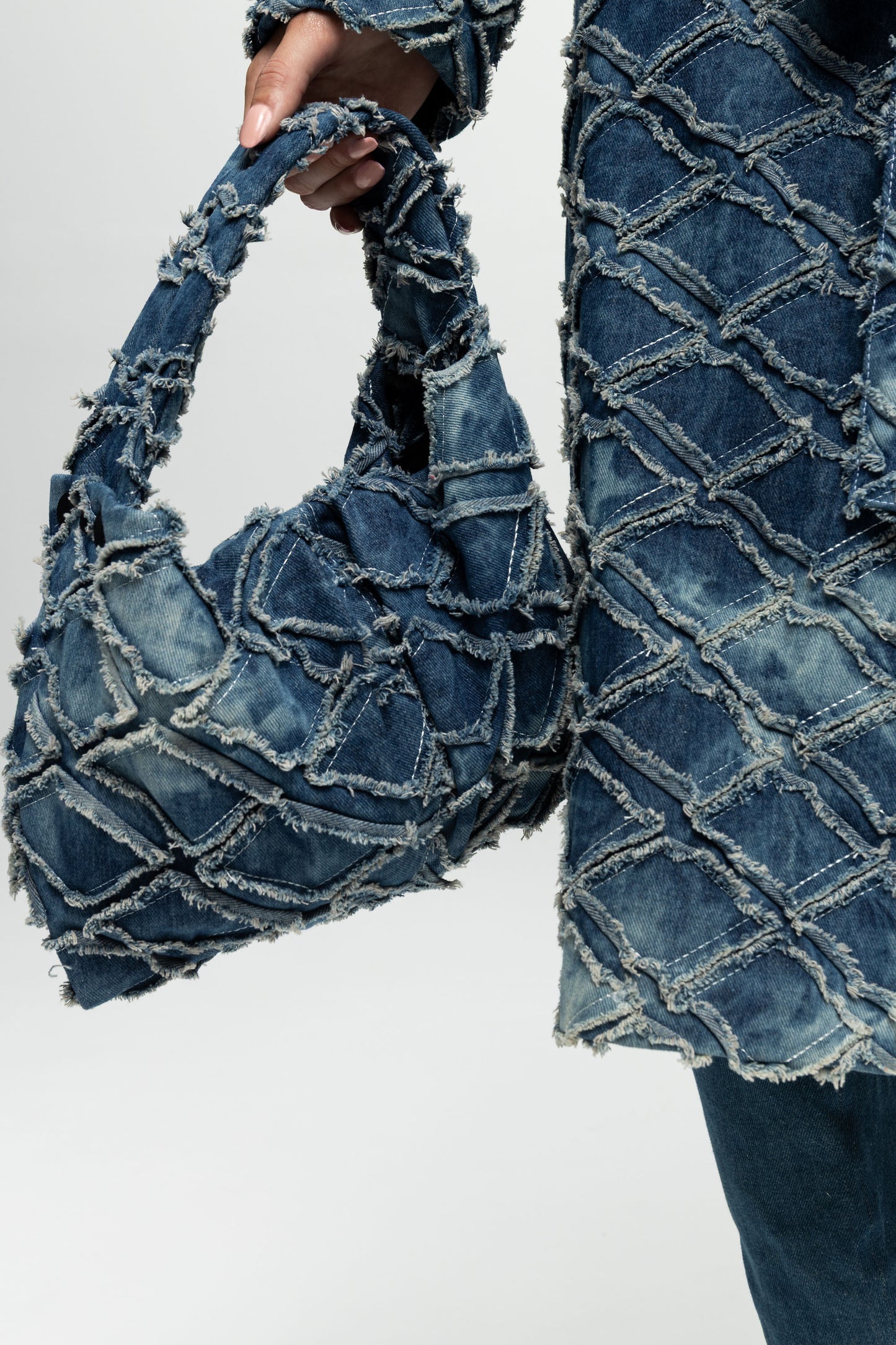 Denim Clutch Bag-Black and Black