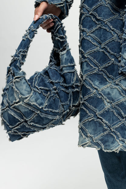 Denim Clutch Bag-Black and Black