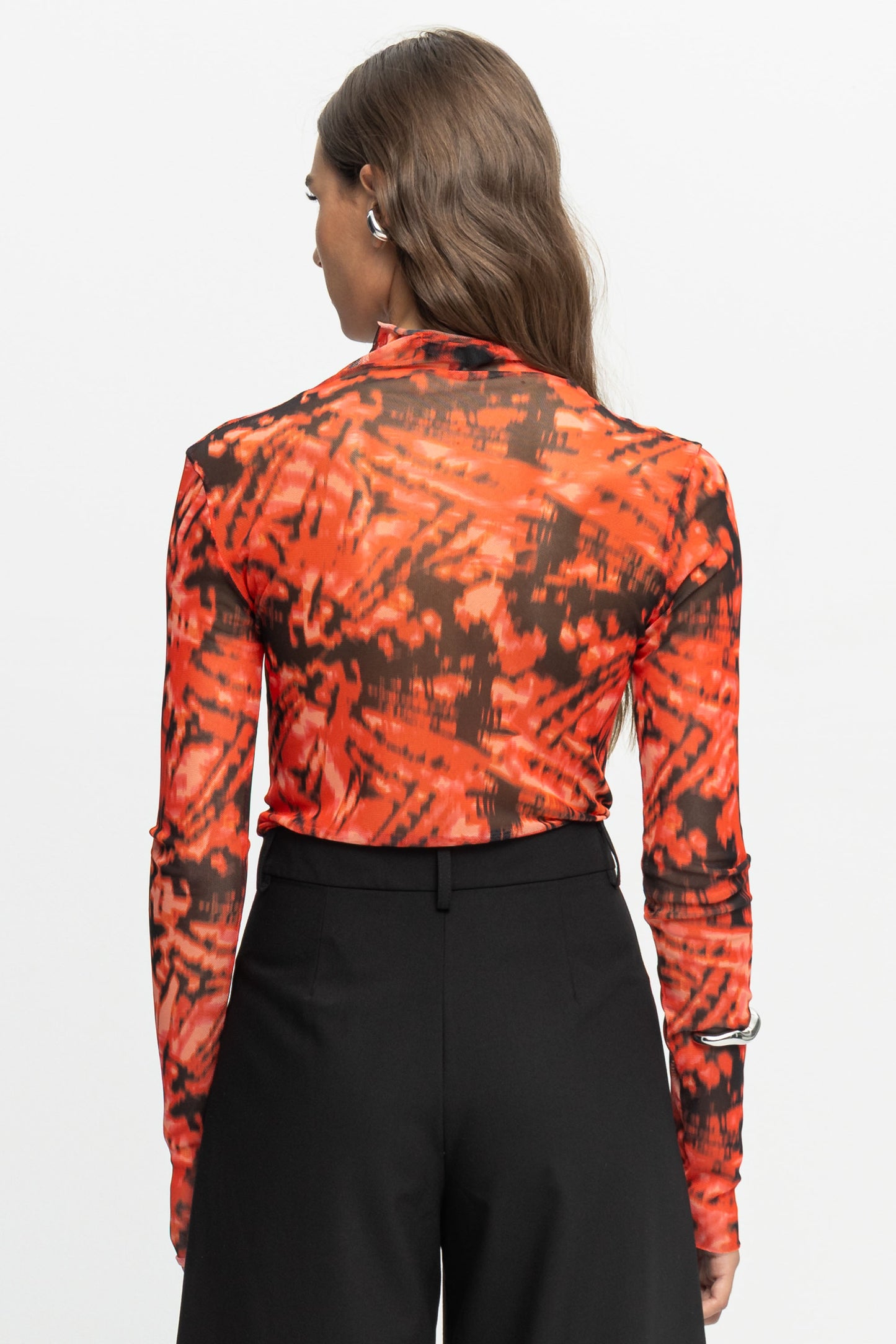 "Red Rum" Turtleneck Top-Black and Black