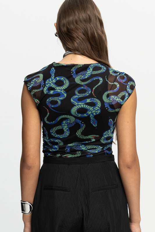 "Snake Bites" Top-Black and Black