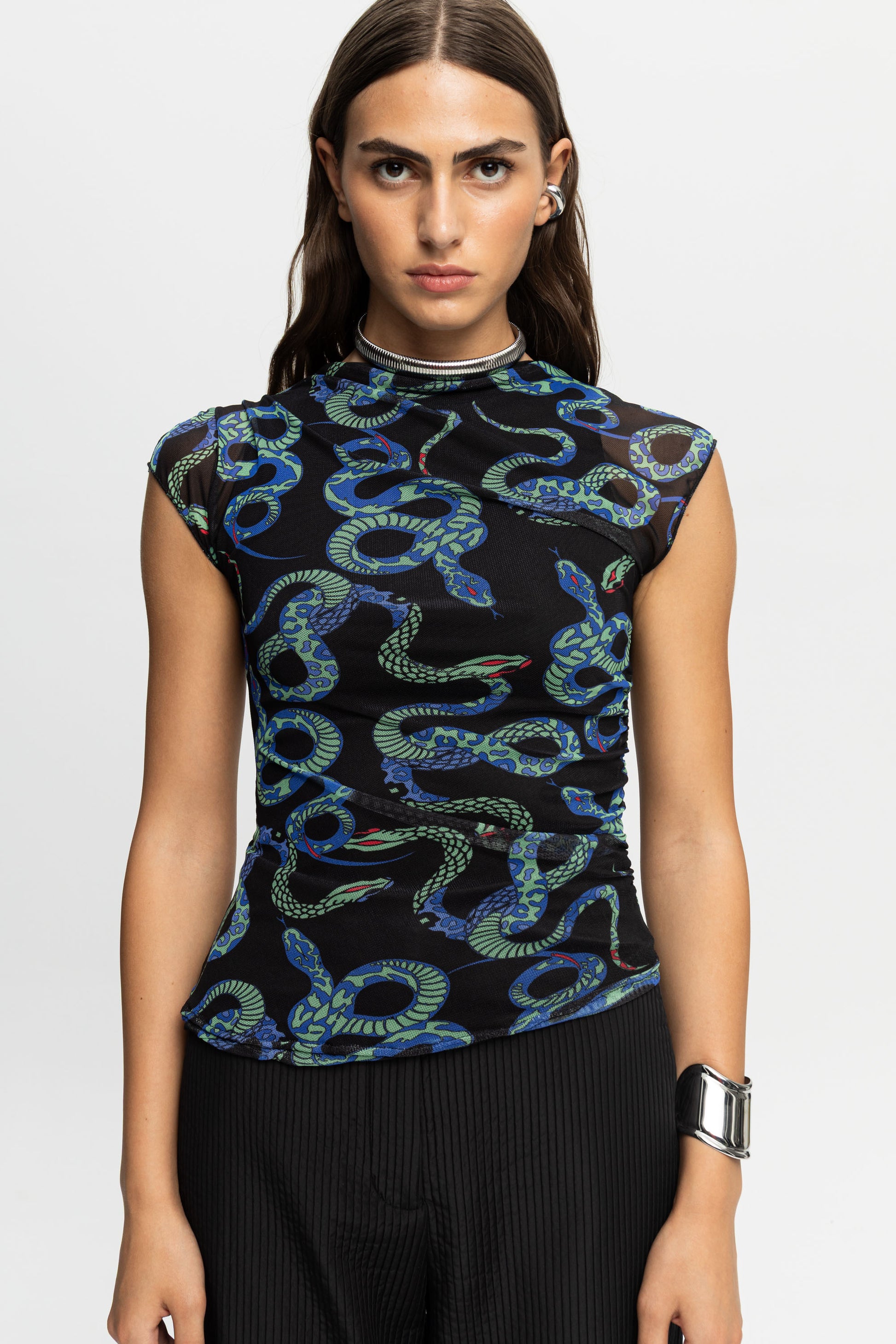 "Snake Bites" Top-Black and Black