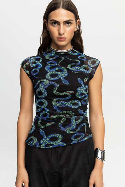 "Snake Bites" Top-Black and Black
