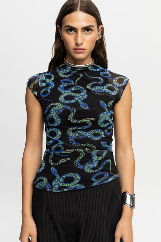 "Snake Bites" Top-Black and Black