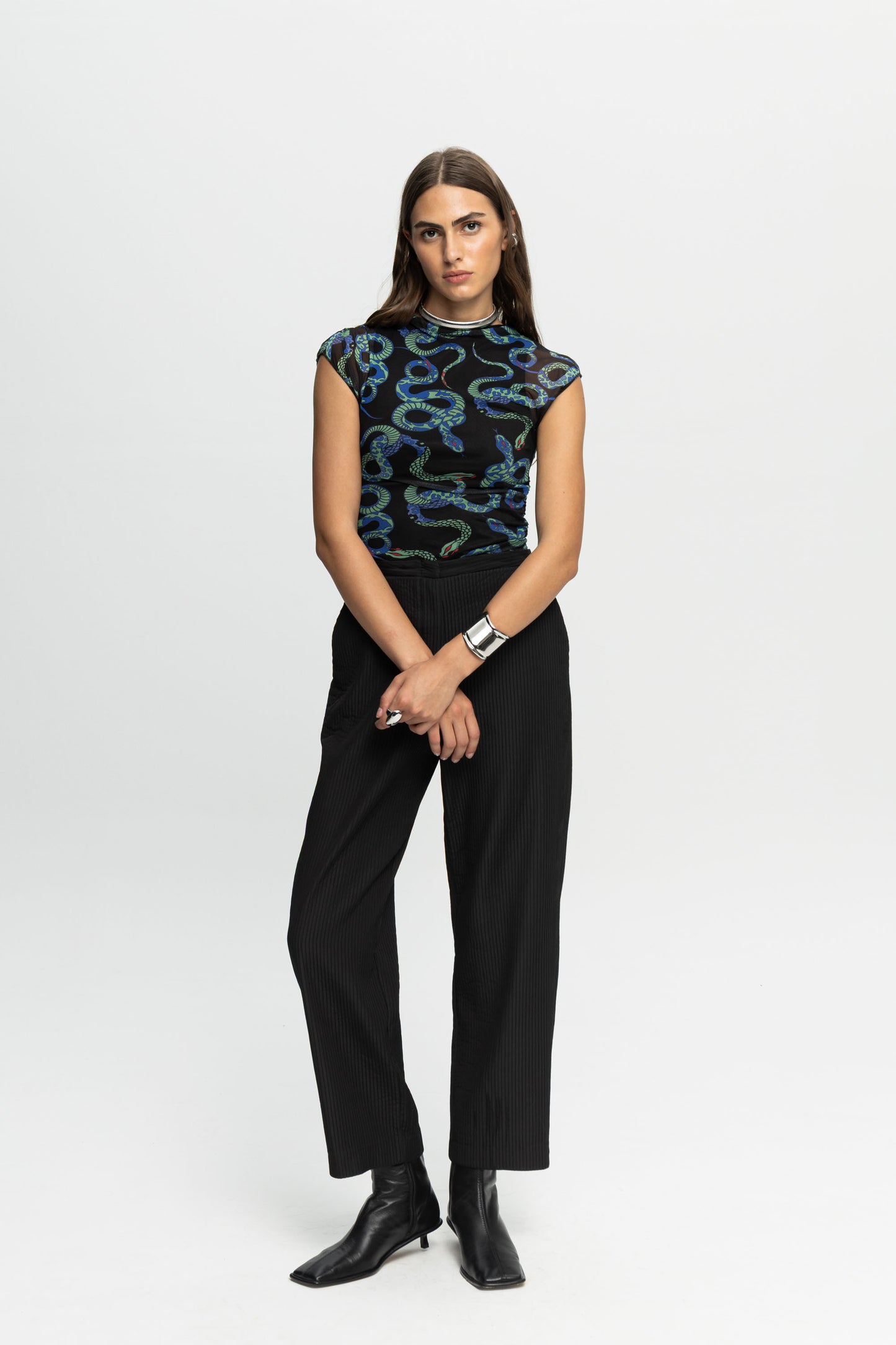 "Snake Bites" Top-Black and Black