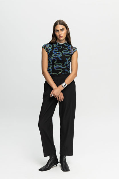 "Snake Bites" Top-Black and Black