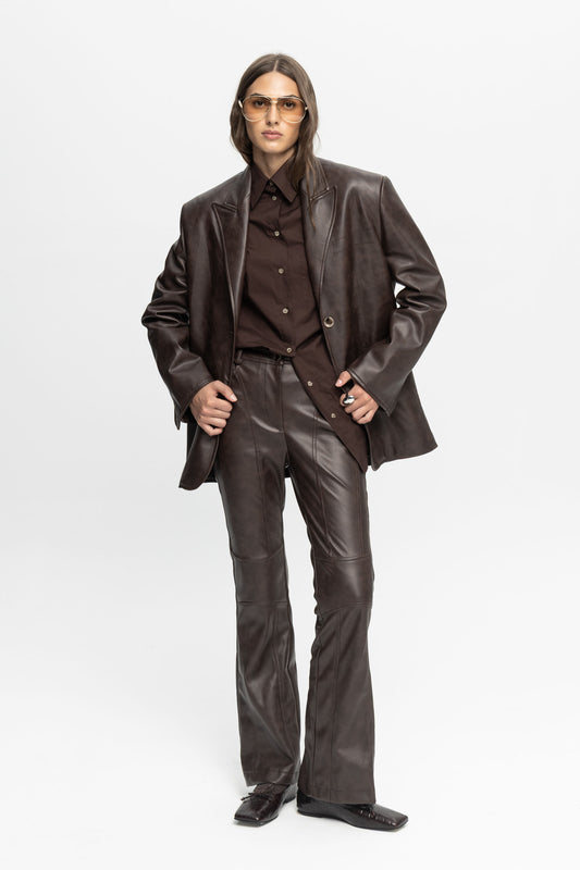 Oversized Leather Jacket-Black and Black