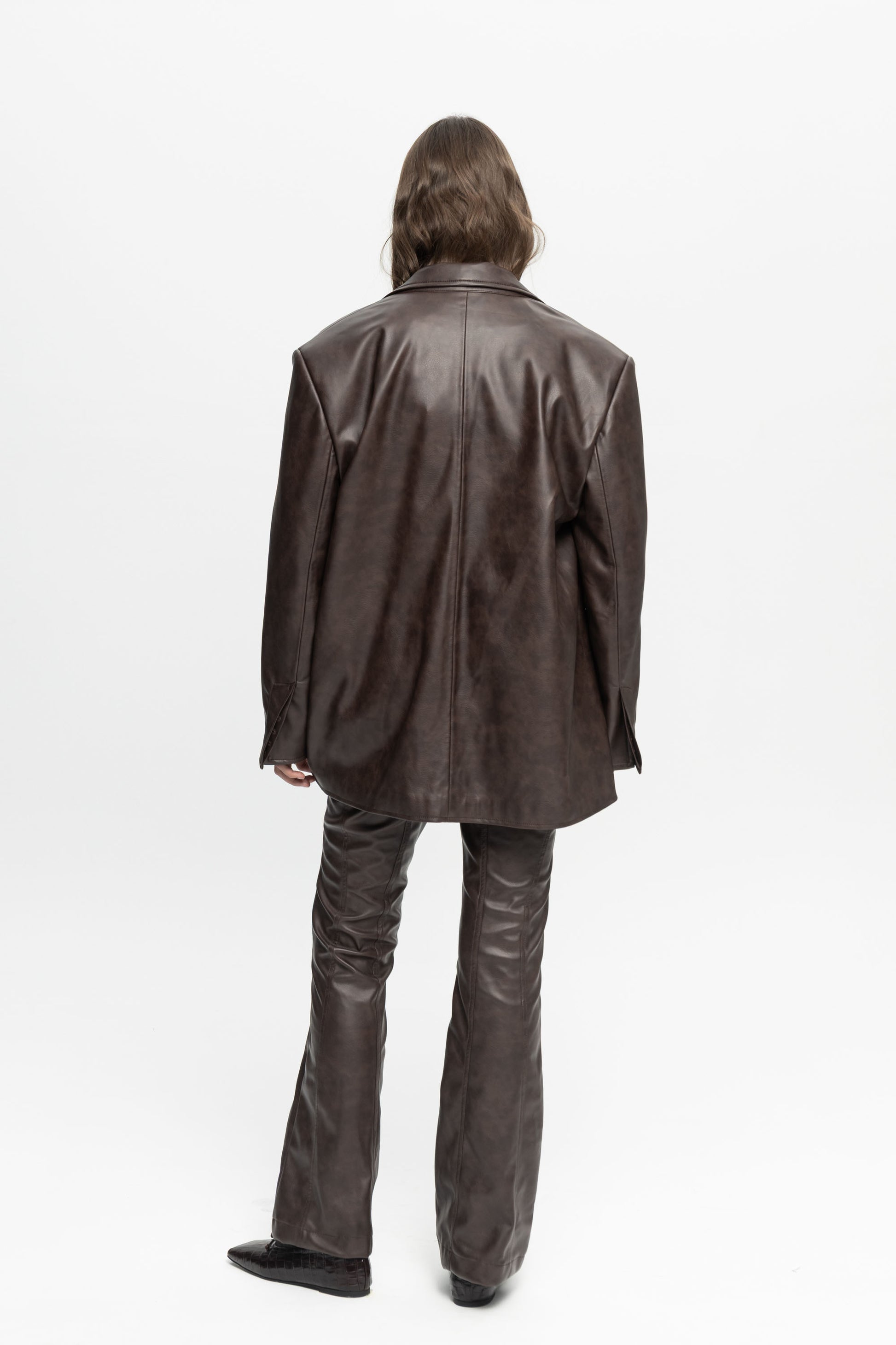Oversized Leather Jacket-Black and Black