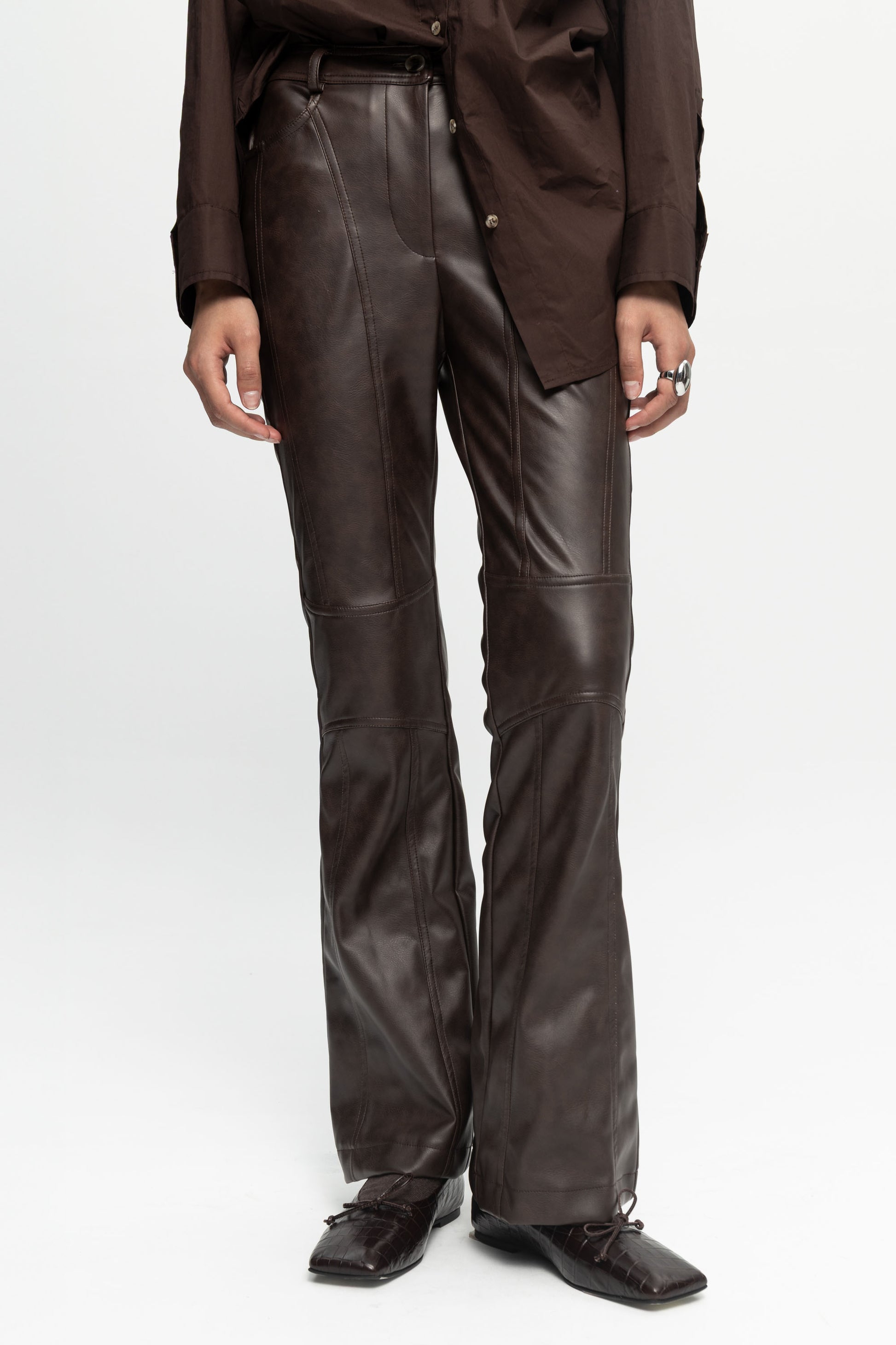 Biker Leather Trousers-Black and Black