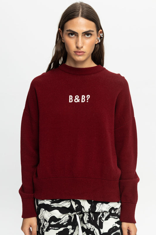 "B&B?" Knit Blouse-Black and Black