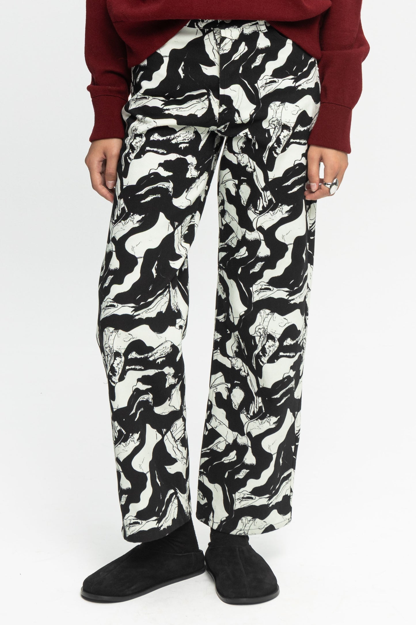 "Milk" Denim Pants-Black and Black