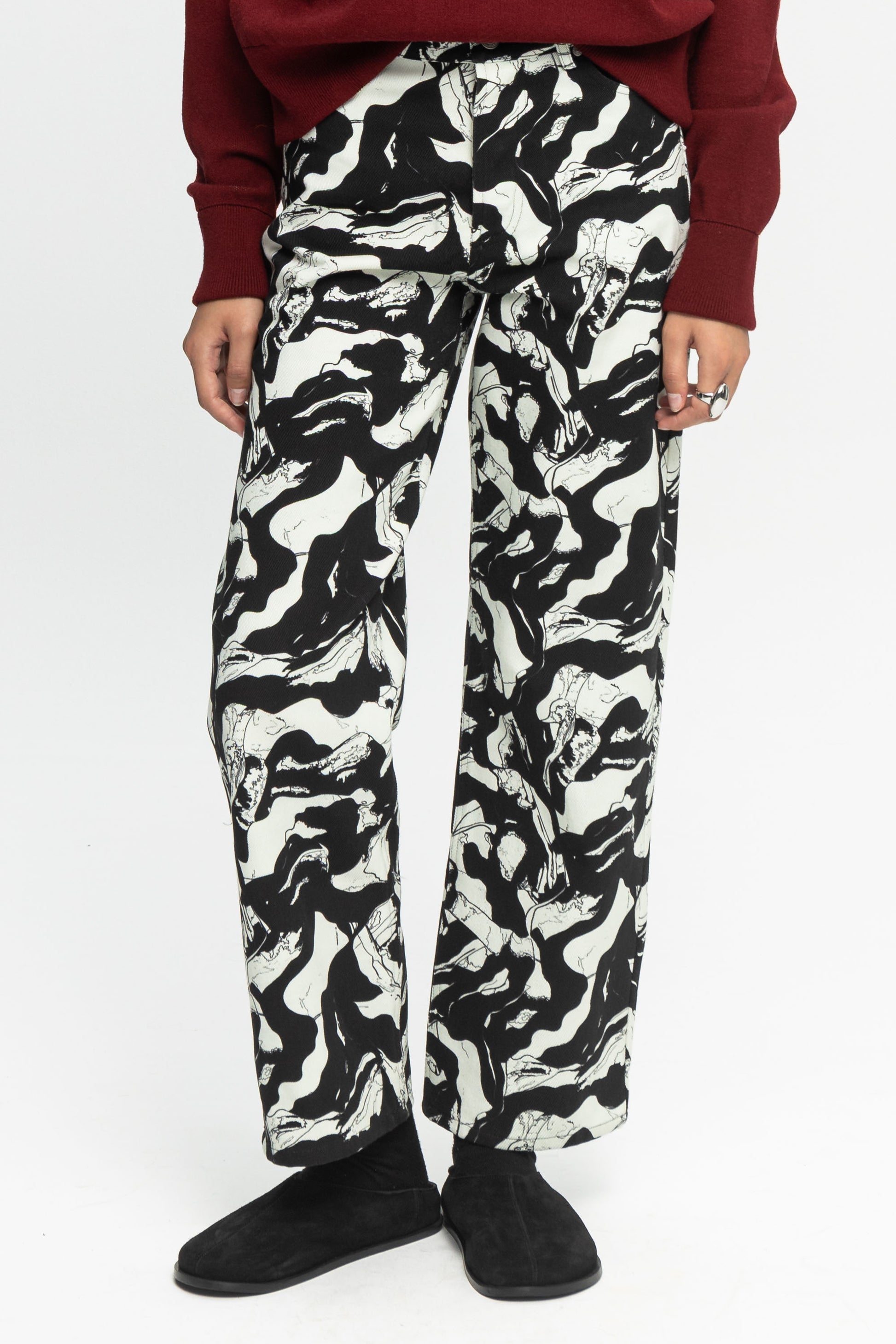 "Milk" Denim Pants-Black and Black