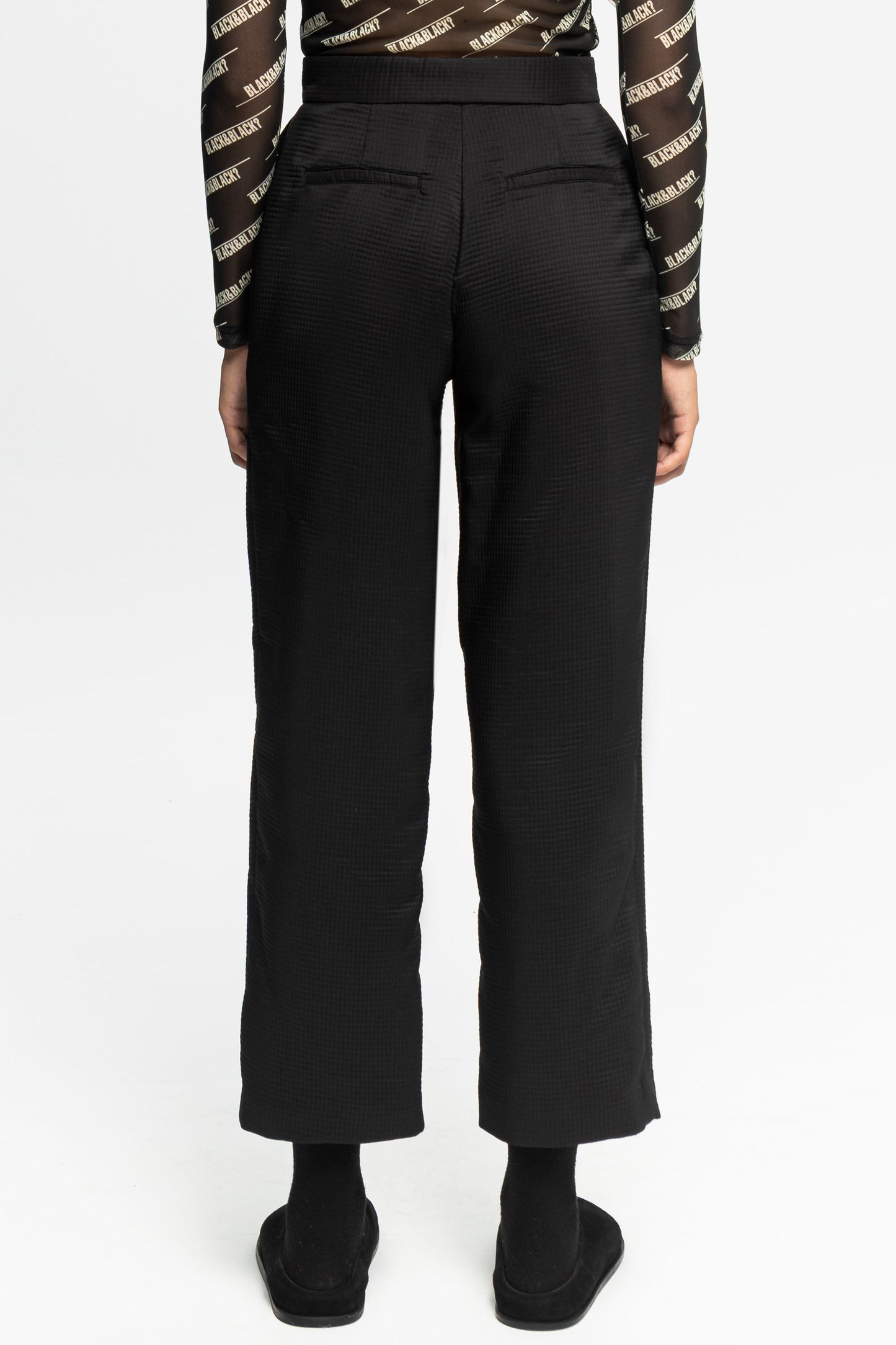 Textured Trousers-Black and Black