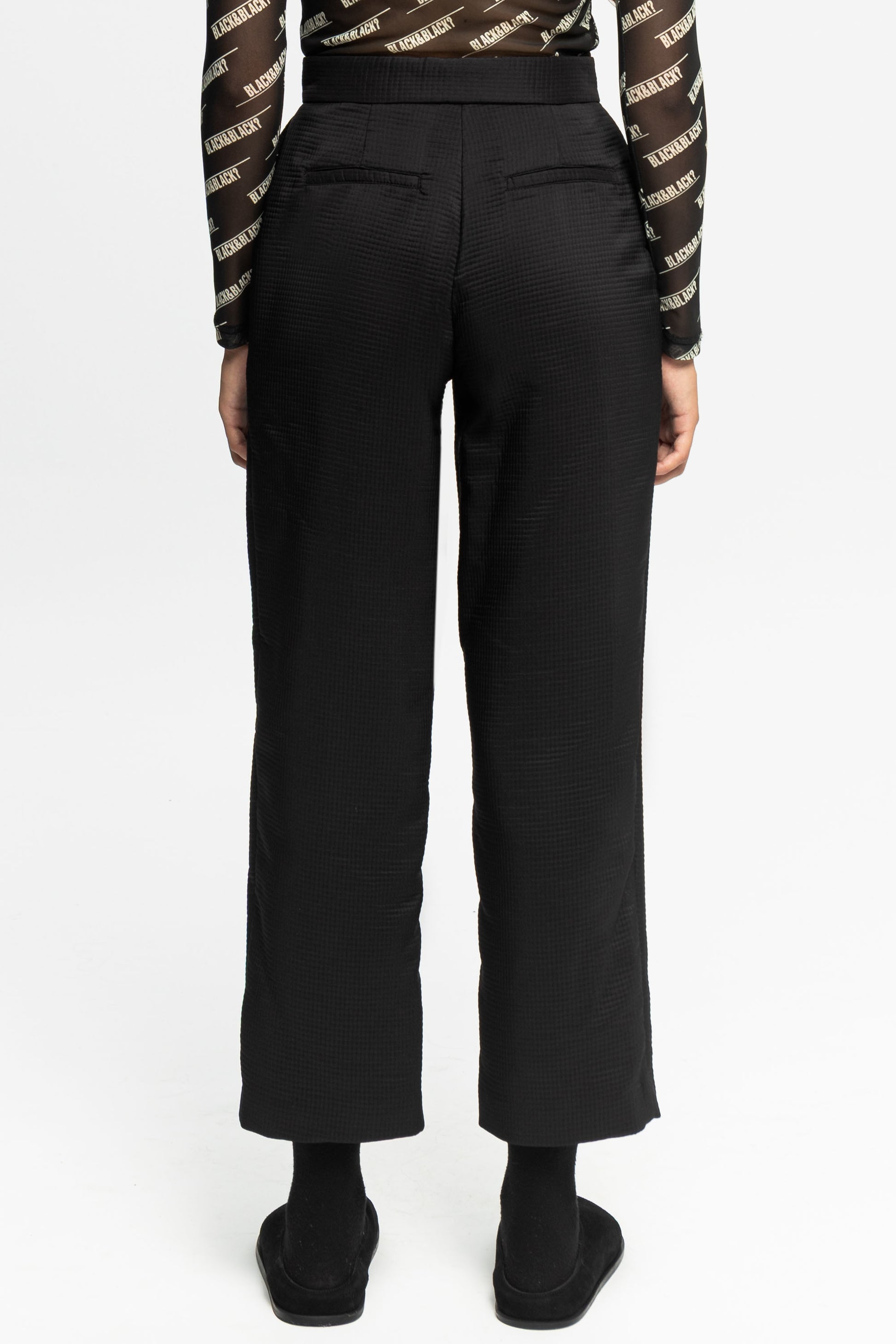 Textured Trousers-Black and Black
