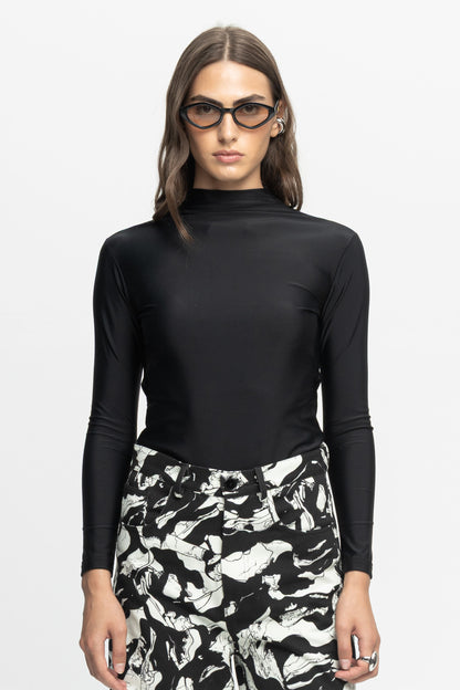Open-Back Blouse-Black and Black