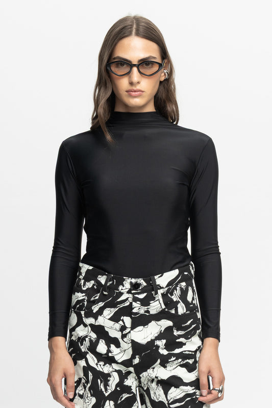 Open-Back Blouse-Black and Black