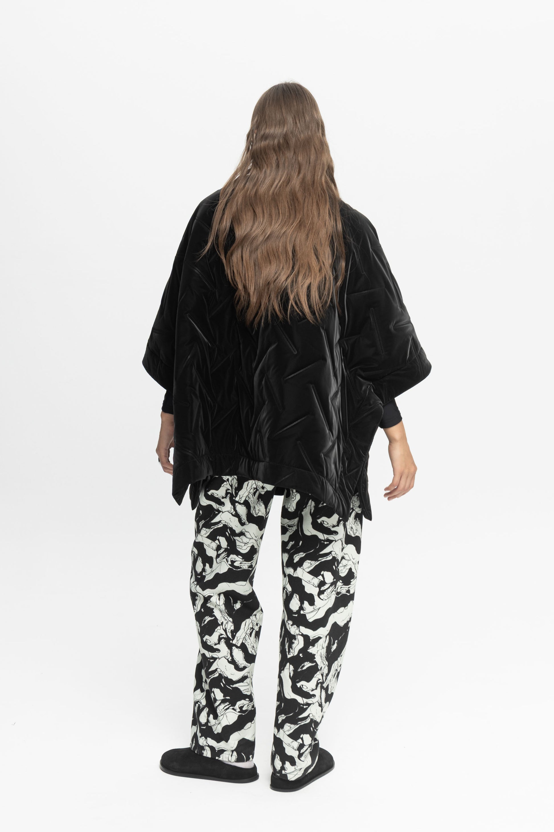 Black Quilted Velvet Jacket-Black and Black