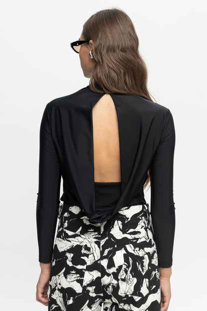Open-Back Blouse-Black and Black