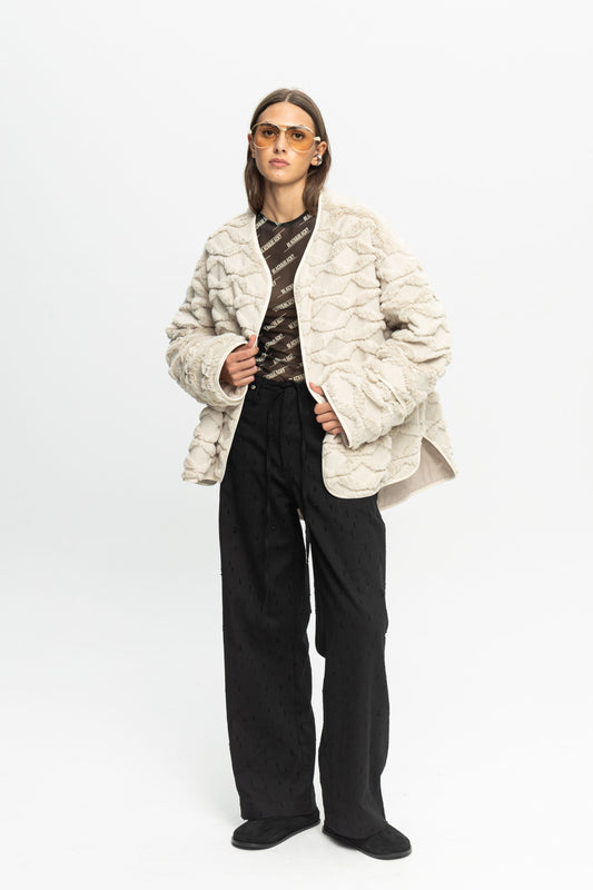 Textured Jacket-Black and Black