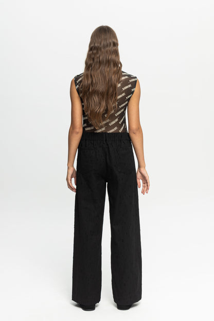 Black Denim Trousers-Black and Black