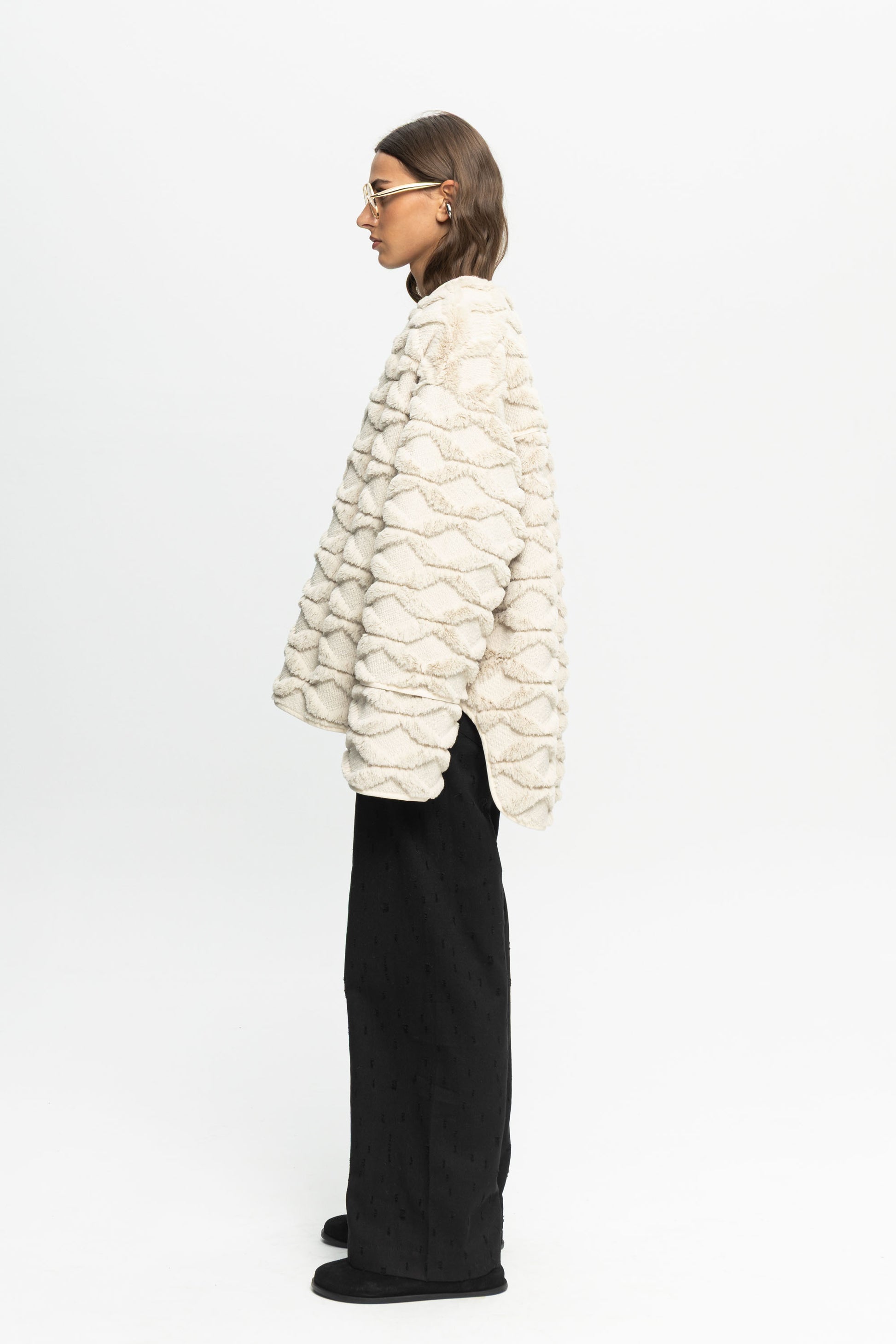Textured Jacket-Black and Black