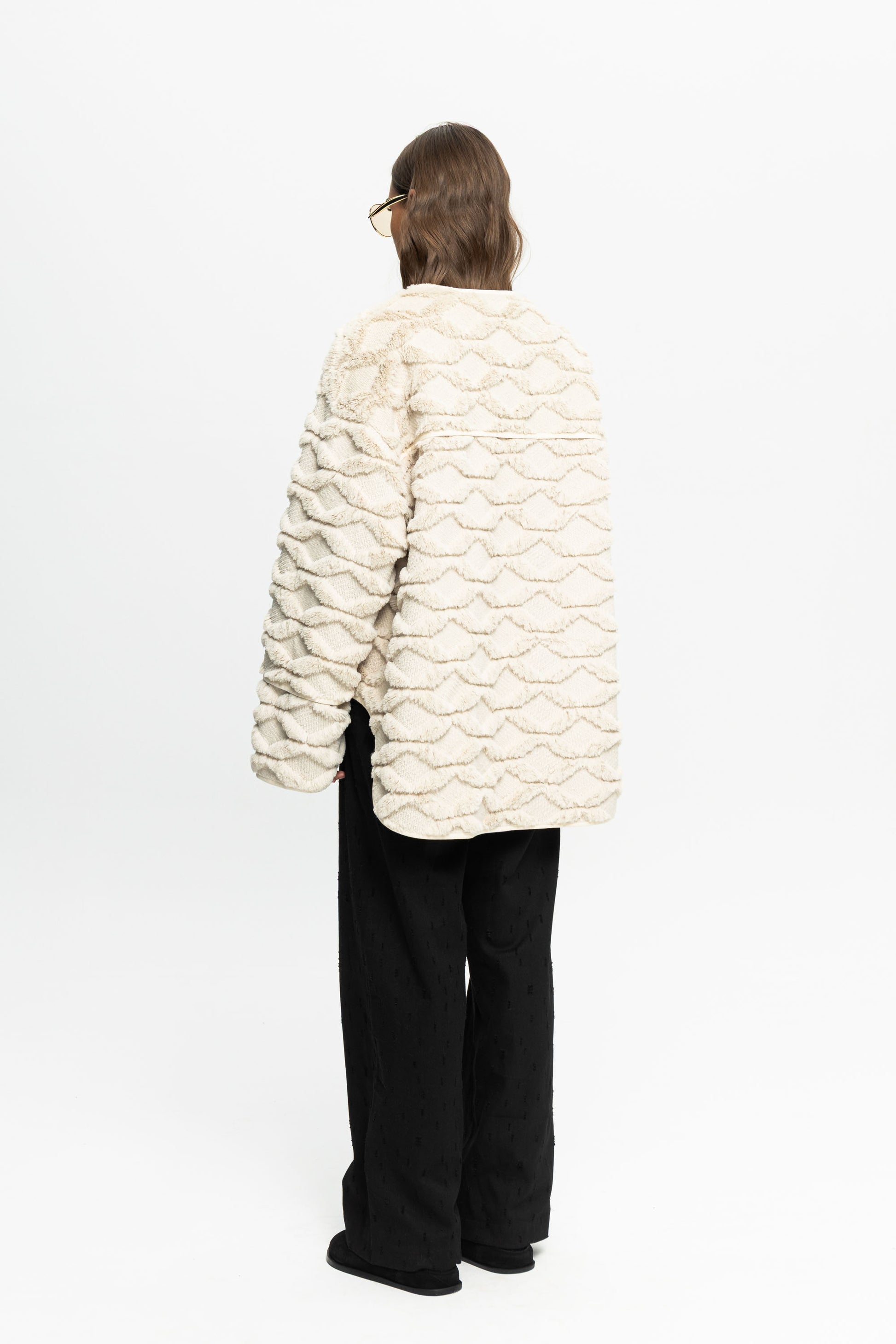 Textured Jacket-Black and Black