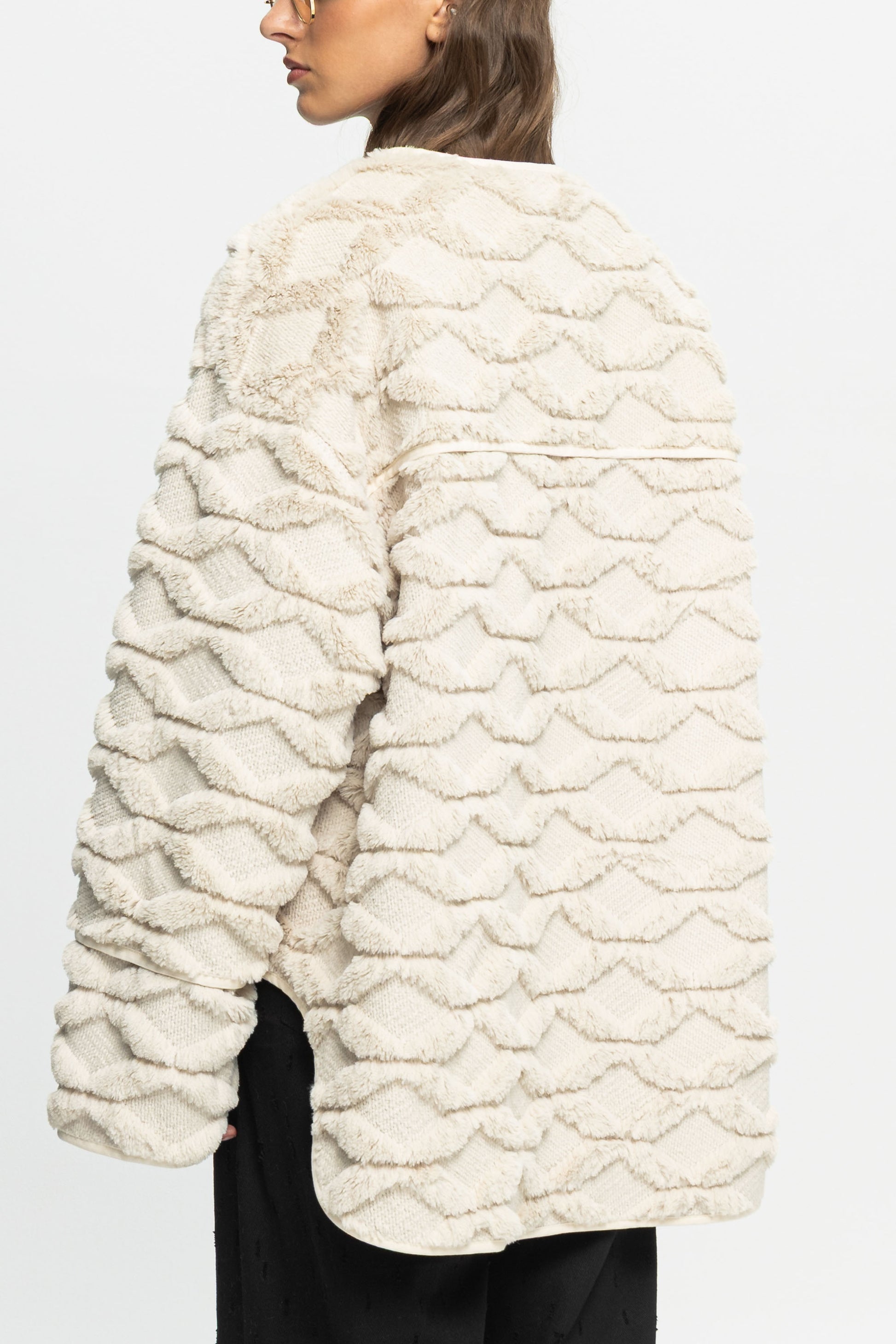 Textured Jacket-Black and Black