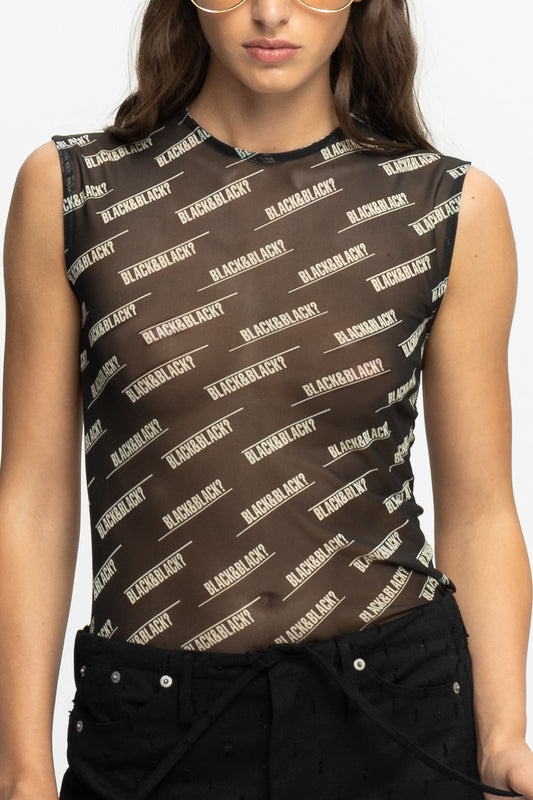 "Black" Sleeveless Top-Black and Black