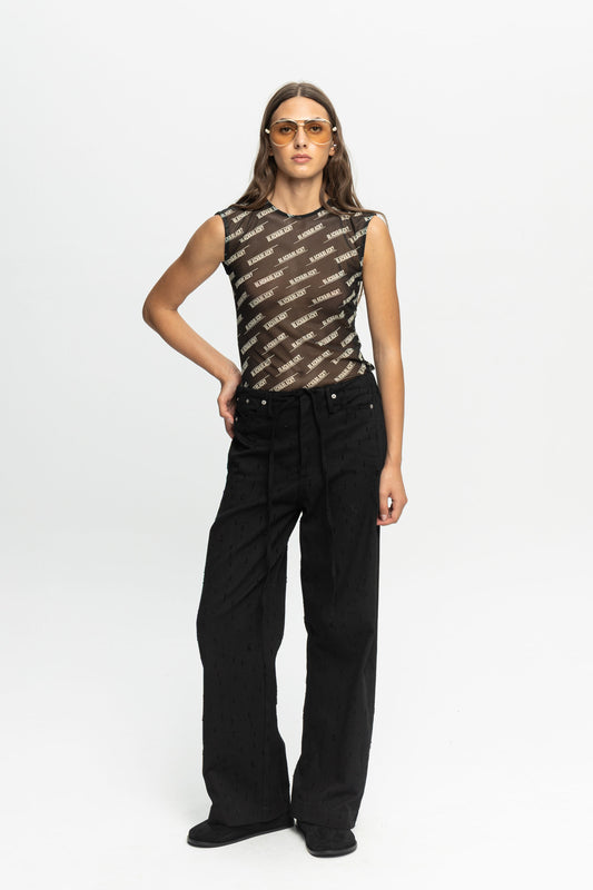 Black Denim Trousers-Black and Black