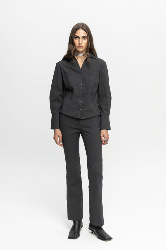 Grey Shirt-Black and Black