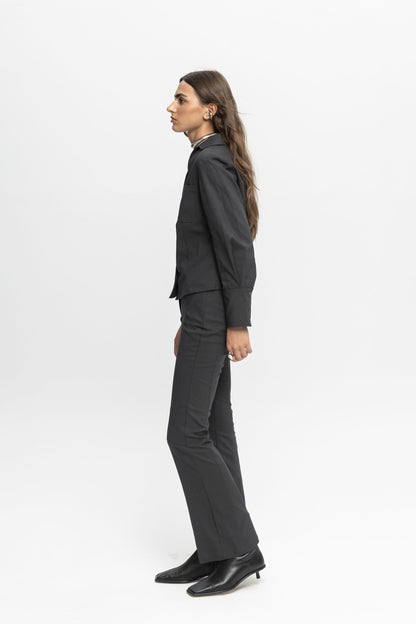 Grey Shirt-Black and Black