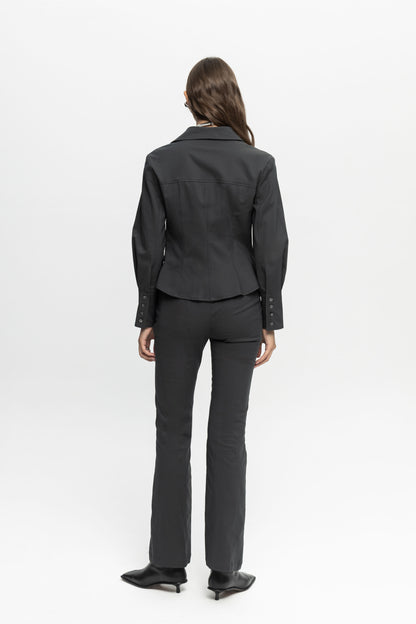 Grey Biker Trousers-Black and Black
