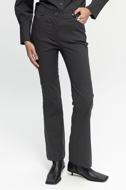 Grey Biker Trousers-Black and Black