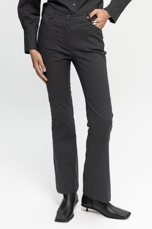 Grey Biker Trousers-Black and Black
