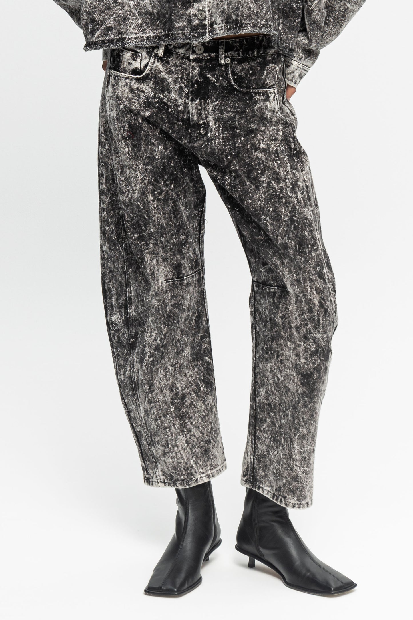 Washed Denim Jeans-Black and Black