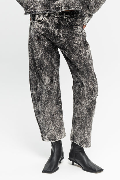 Washed Denim Jeans-Black and Black