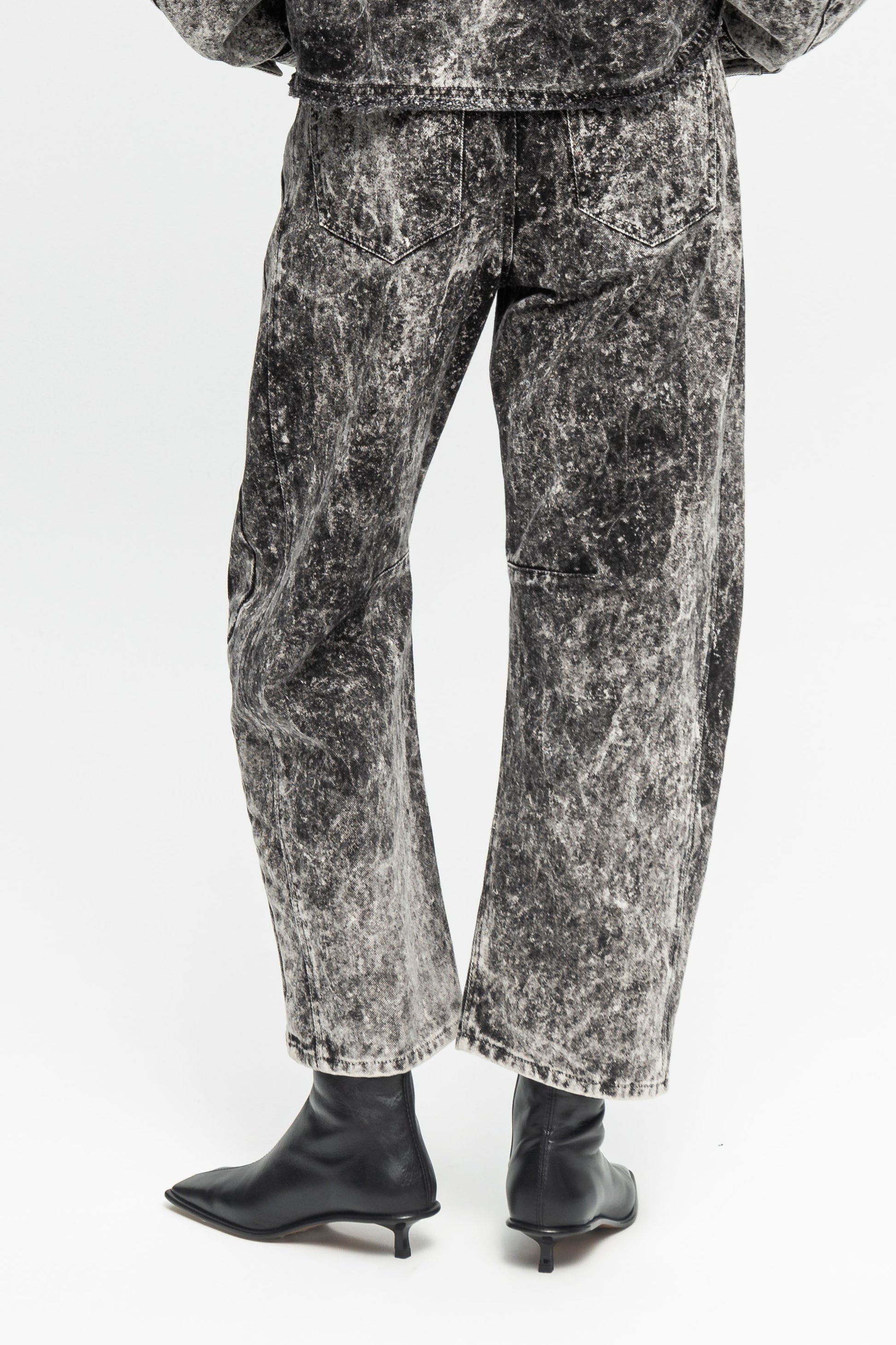 Washed Denim Jeans-Black and Black