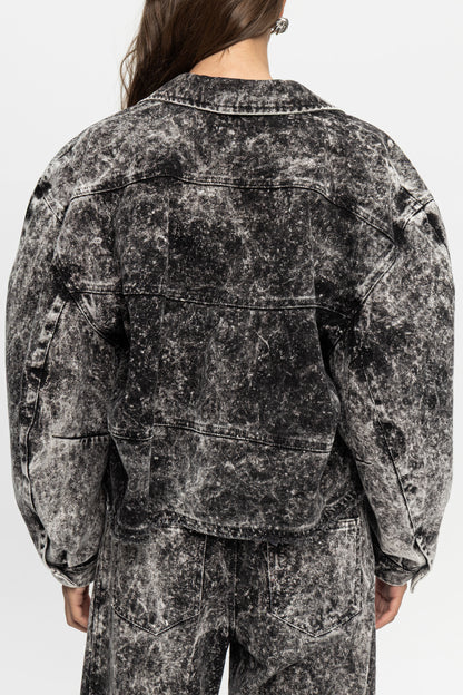 Washed Denim Jacket-Black and Black