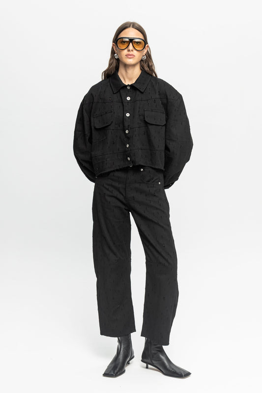 Black Denim Pants-Black and Black