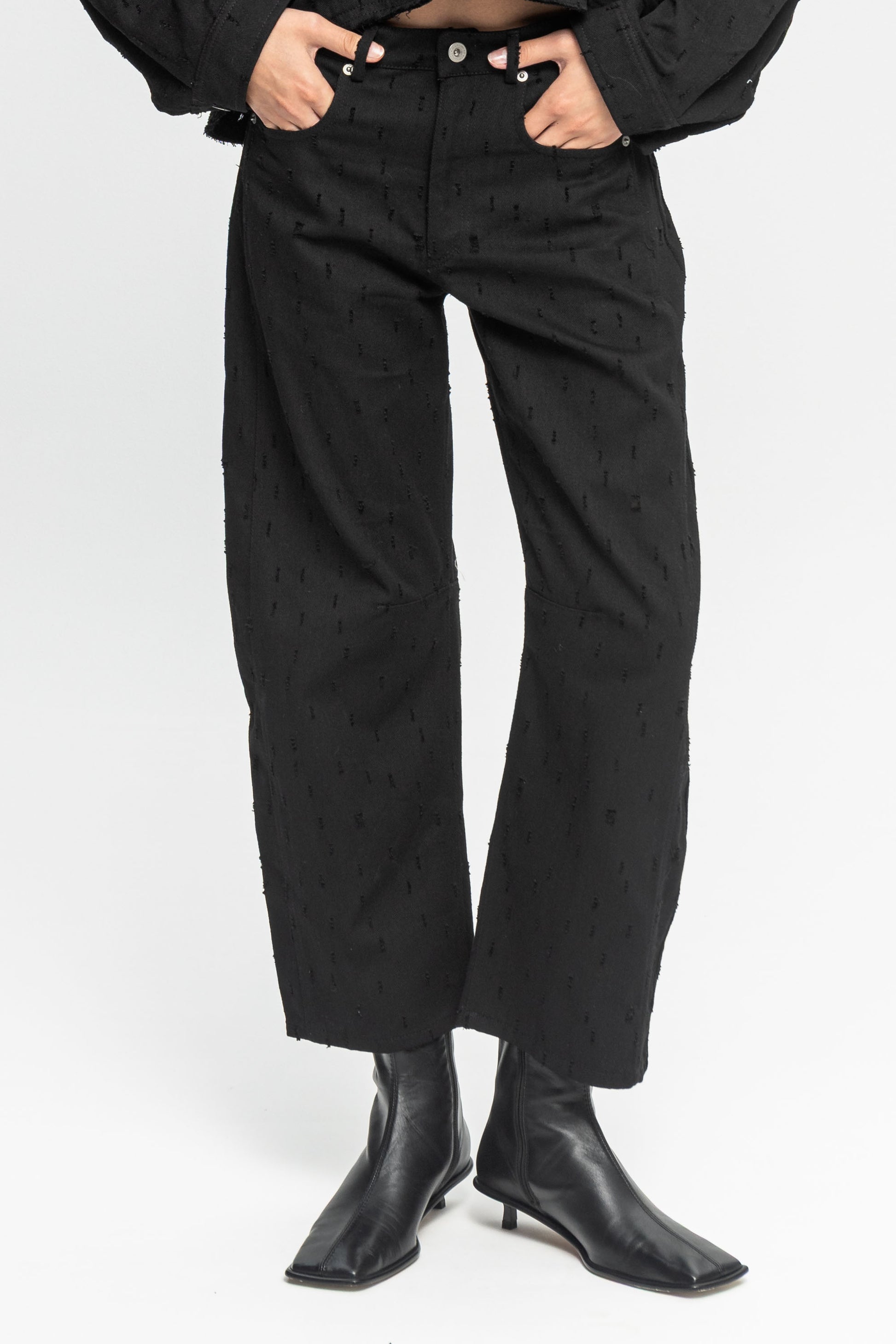 Black Denim Pants-Black and Black