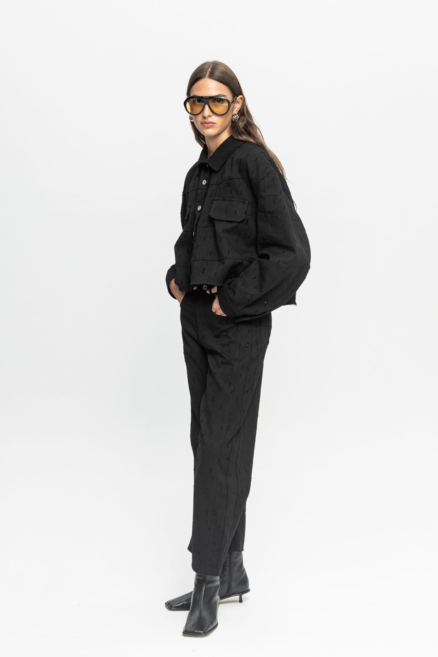 Black Denim Jacket-Black and Black