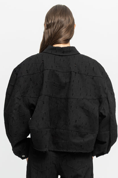 Black Denim Jacket-Black and Black