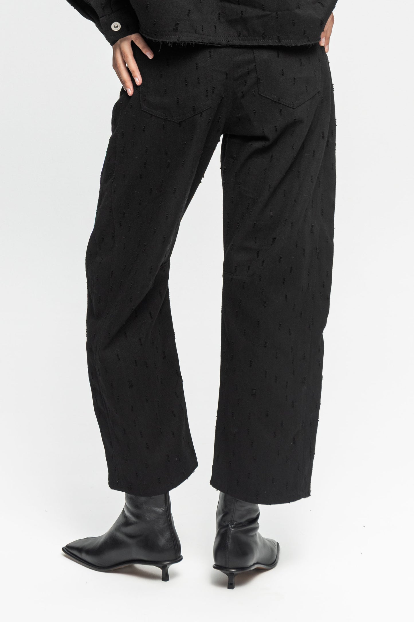 Black Denim Pants-Black and Black