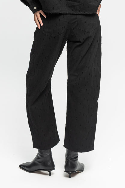 Black Denim Pants-Black and Black